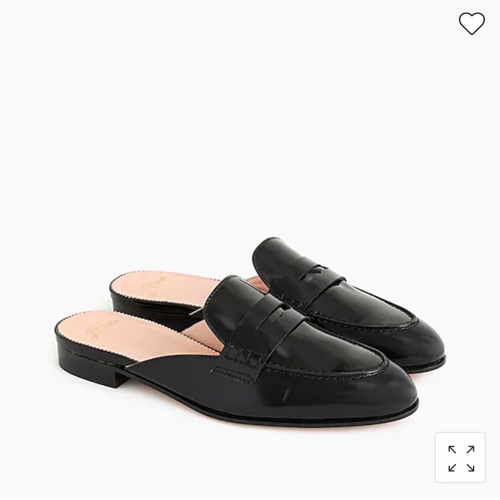 NIB J. Crew Academy penny-loafer mules in patent leather